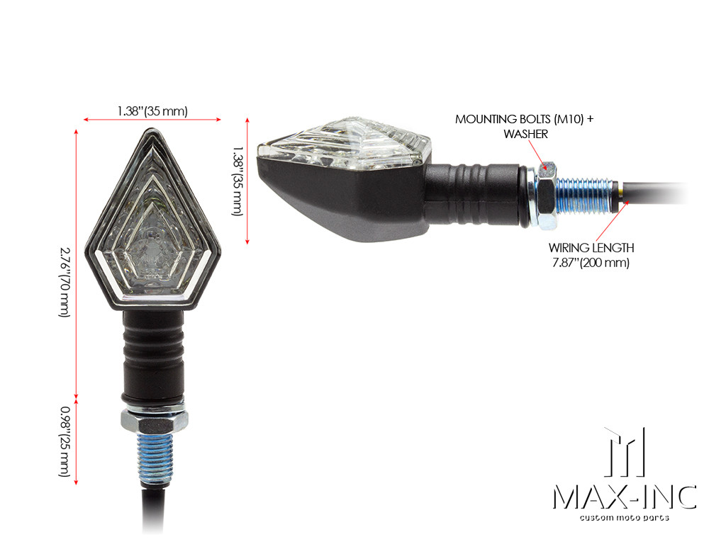 Black Diamond Shape Mini LED Turn Signals / Indicators - Emarked