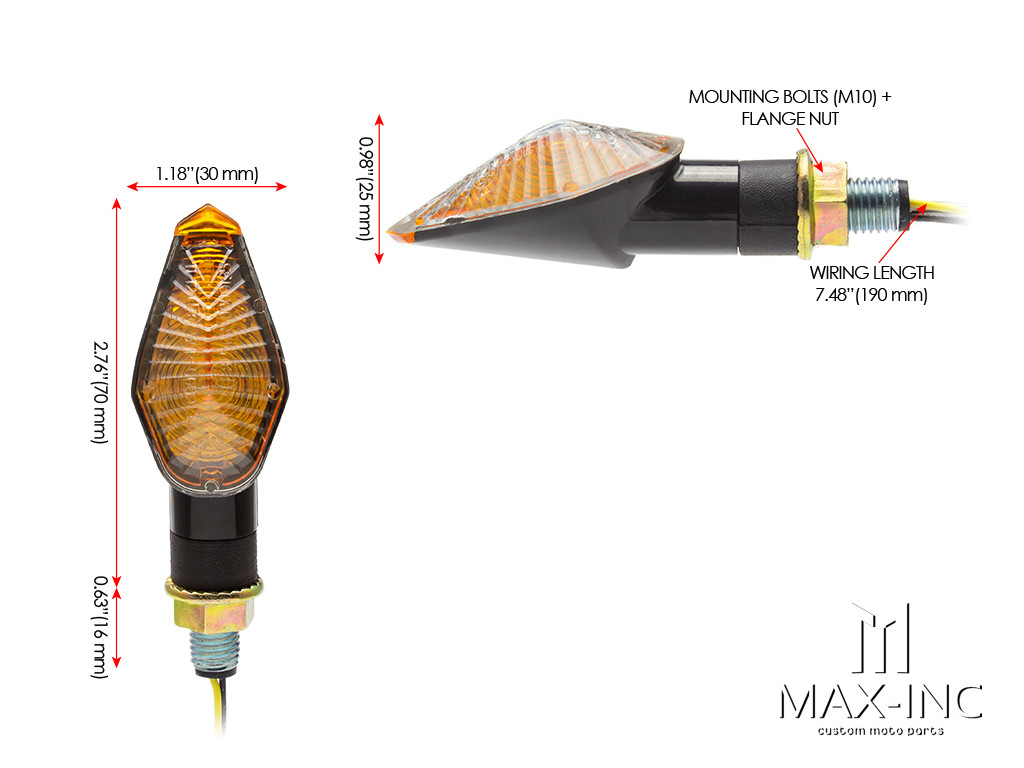 Black Apollos Mini LED Turn Signals / Indicators - Emarked