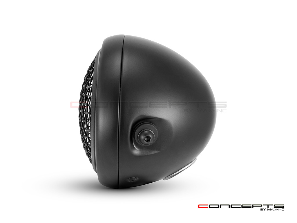 7.7" Matte Black Universal Classic Metal Multi Projector LED Headlight + Mesh Grill - 12v / 75w