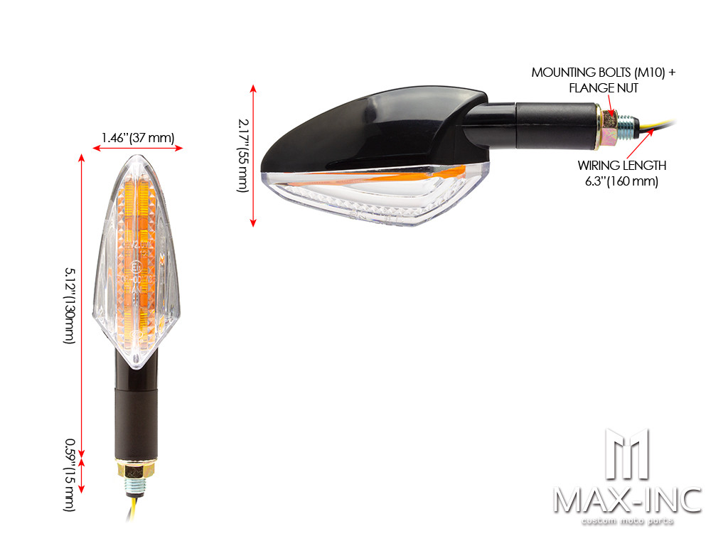 Black Amber Inner Lens LED Turn Signals / Indicators - Emarked