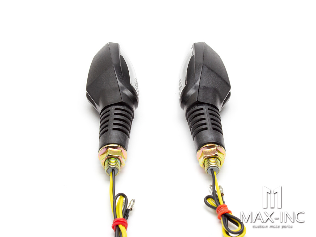 Black Mini Tri Projector LED Turn Signals / Indicators - Emarked