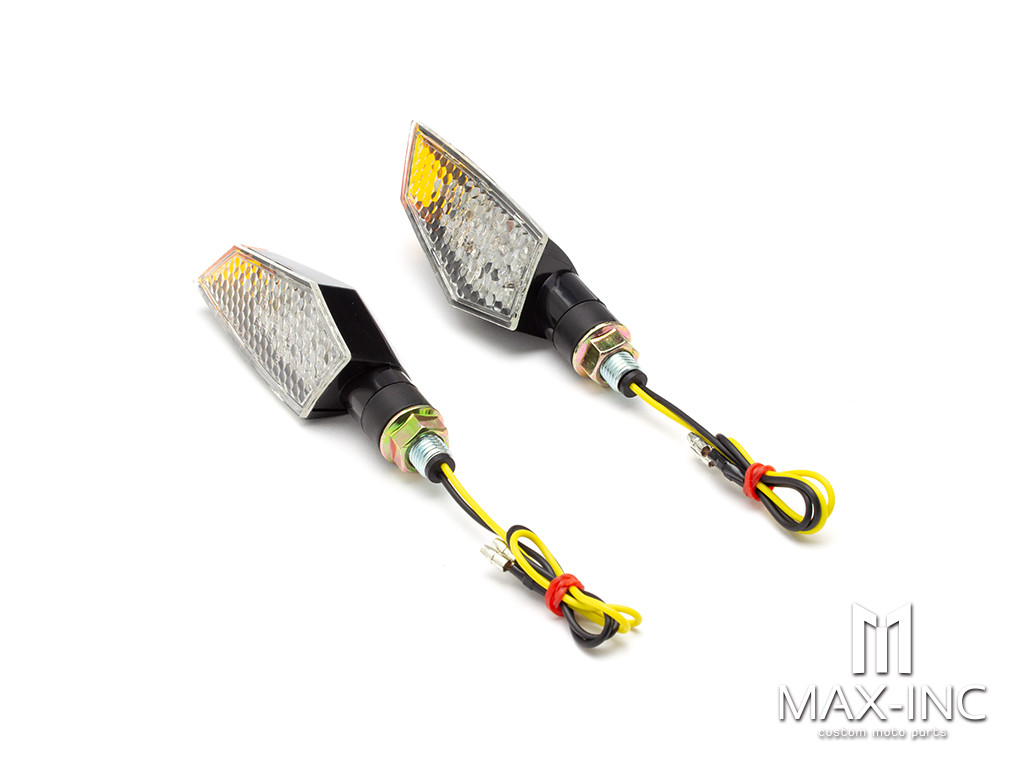 Black Orange Tip LED Turn Signals / Indicators - Emarked