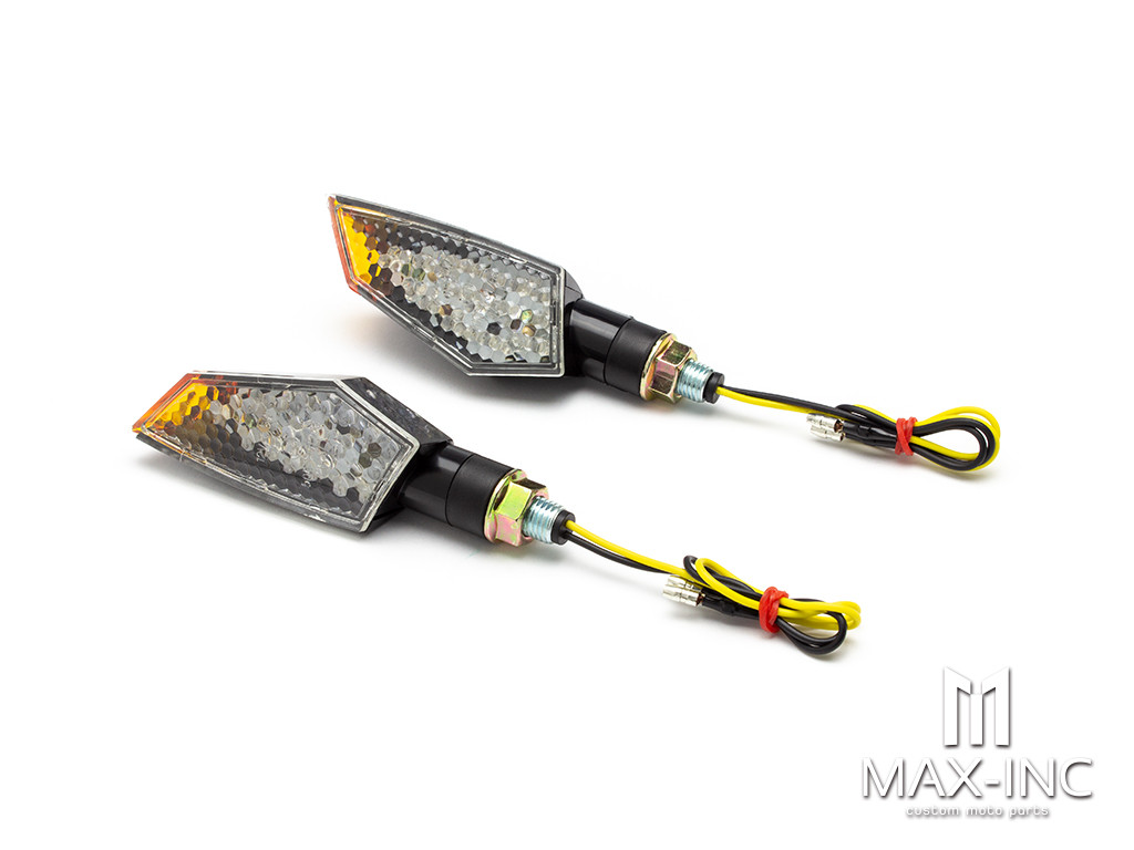 Black Orange Tip LED Turn Signals / Indicators - Emarked