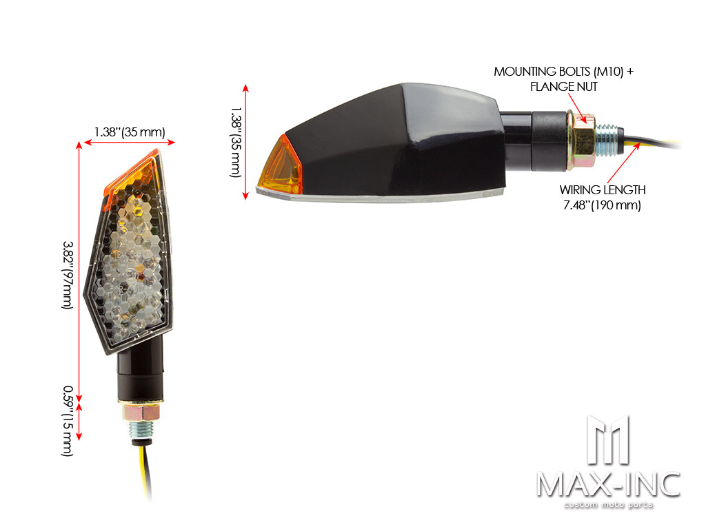 Black Orange Tip LED Turn Signals / Indicators - Emarked