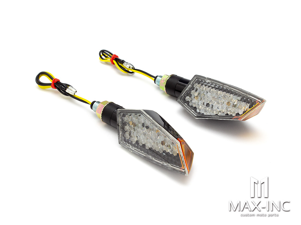 Black Orange Tip LED Turn Signals / Indicators - Emarked