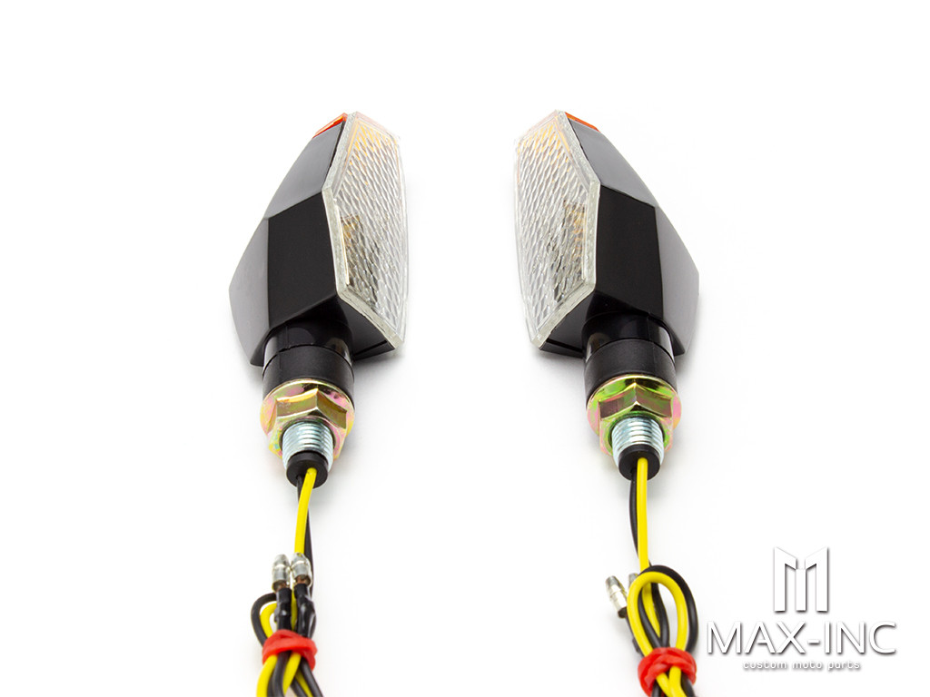 Black Orange Tip LED Turn Signals / Indicators - Emarked