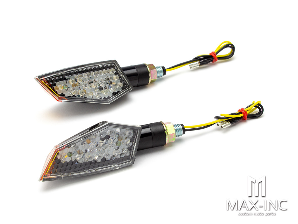 Black Orange Tip LED Turn Signals / Indicators - Emarked