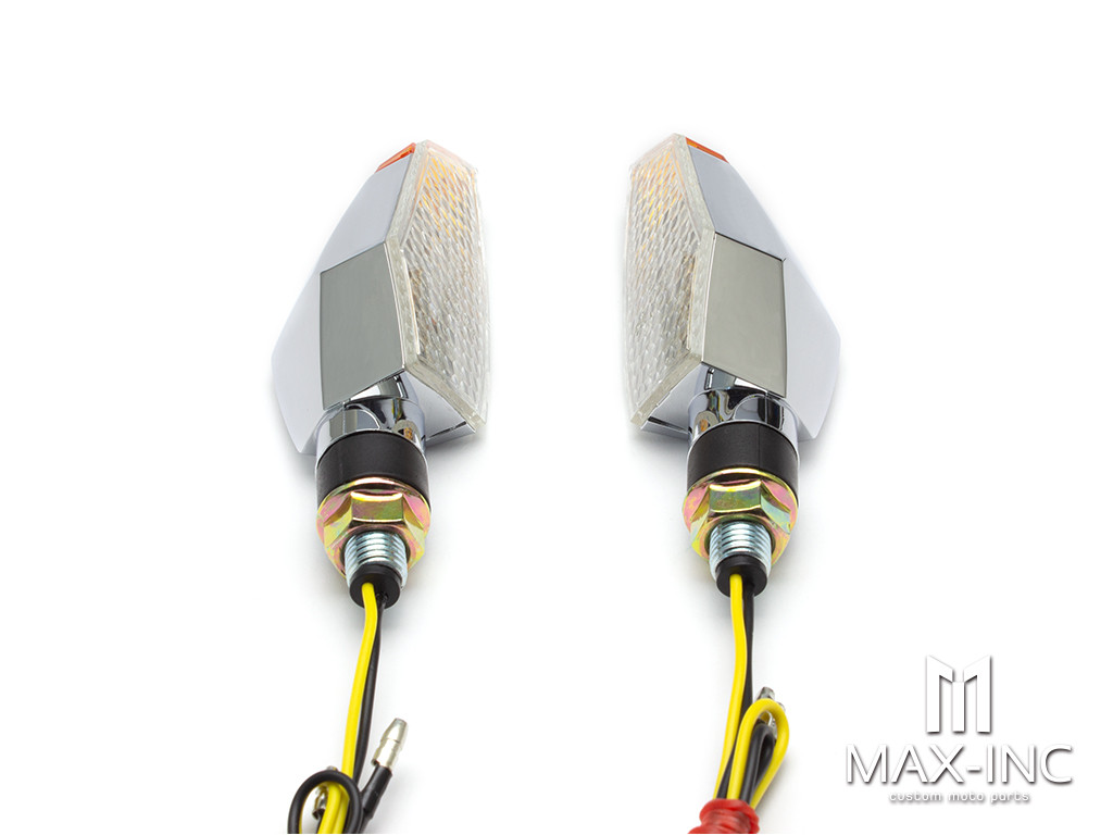 Chrome Orange Tip LED Turn Signals / Indicators - Emarked