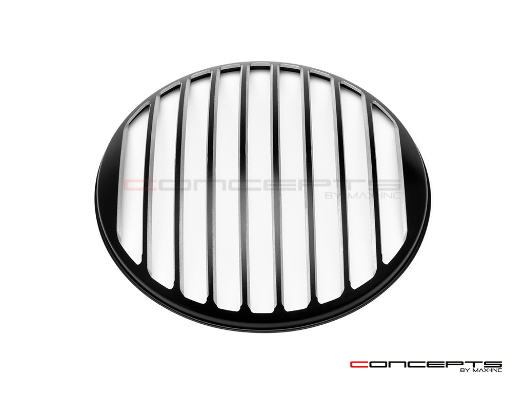 Classic Vent Design 7" Black + Contrast Cut CNC Aluminum Headlight Guard Cover