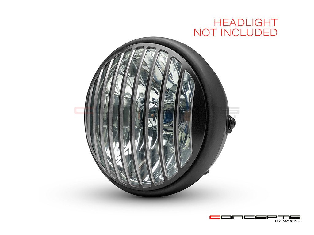 Classic Vent Design 7" Black + Contrast Cut CNC Aluminum Headlight Guard Cover