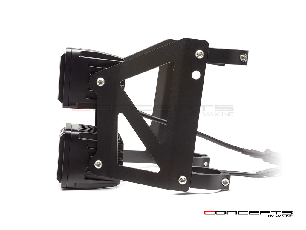 Black Vent Grill Cube Dual Stacked LED Headlight Combo  - Available Fork Clamp Sizes 32mm To 59mm