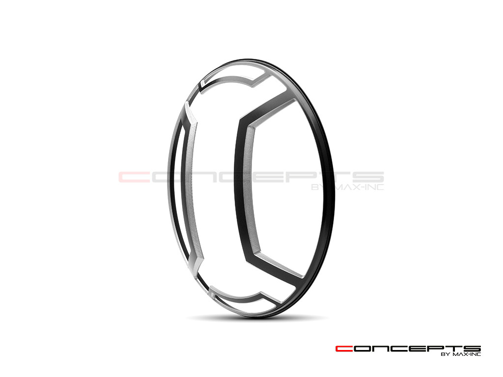 Armour Design 7" Black + Contrast Cut CNC Aluminum Headlight Guard Cover
