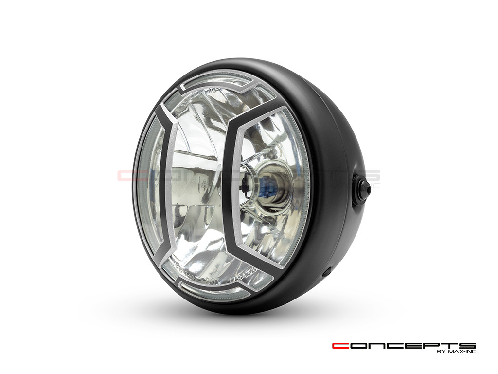 Armour Design 7" Black + Contrast Cut CNC Aluminum Headlight Guard Cover