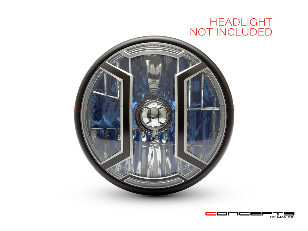 Armour Design 7" Black + Contrast Cut CNC Aluminum Headlight Guard Cover