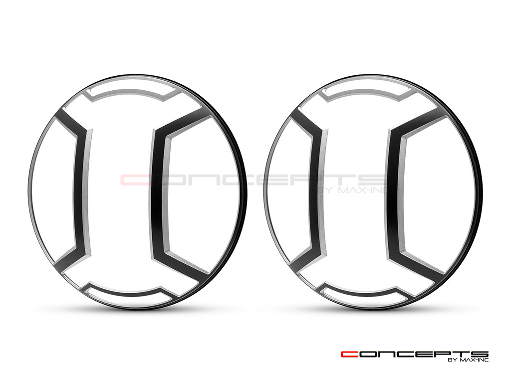 Armour Design 7" Black + Contrast Cut CNC Aluminum Headlight Guard Covers - Pair