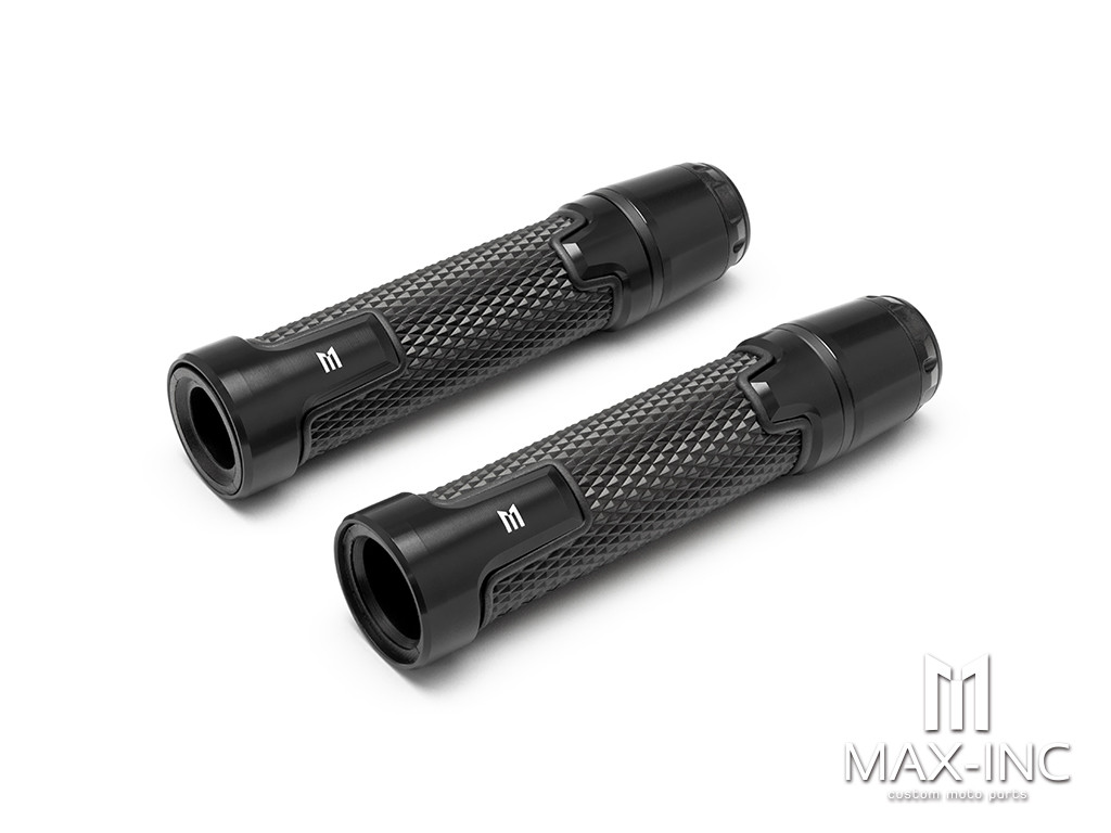 Sportz Black Anodized CNC Machined Aluminum / Rubber Hand Grips + Bar Ends - 7/8" (22mm)
