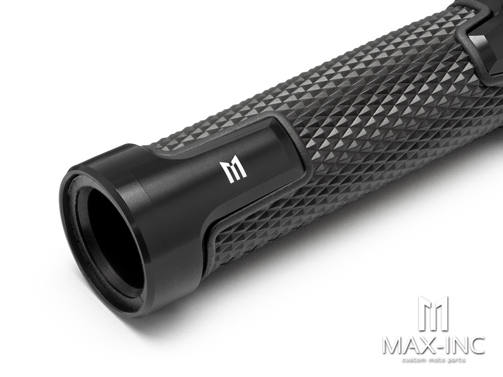 Sportz Black Anodized CNC Machined Aluminum / Rubber Hand Grips + Bar Ends - 7/8" (22mm)