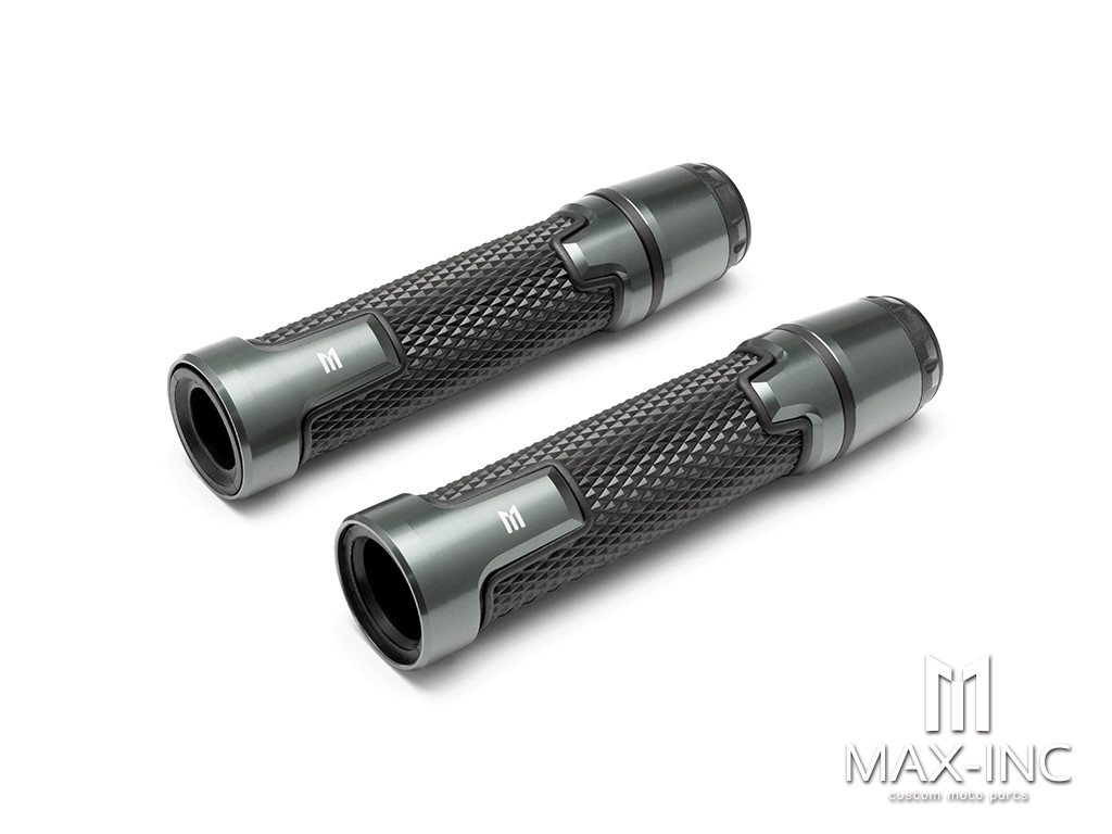 Sportz Gun Metal Grey Anodized CNC Machined Aluminum / Rubber Hand Grips + Bar Ends - 7/8" (22mm)