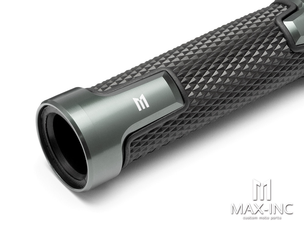 Sportz Gun Metal Grey Anodized CNC Machined Aluminum / Rubber Hand Grips + Bar Ends - 7/8" (22mm)