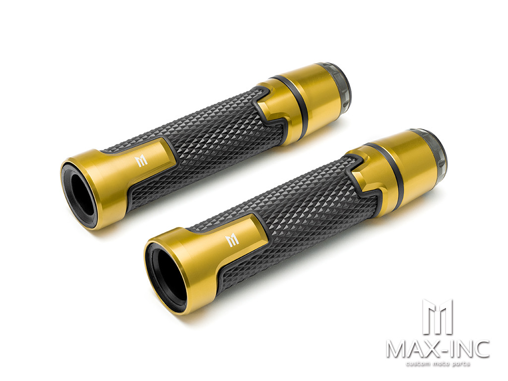 Sportz Gold Anodized CNC Machined Aluminum / Rubber Hand Grips + Bar Ends - 7/8" (22mm)