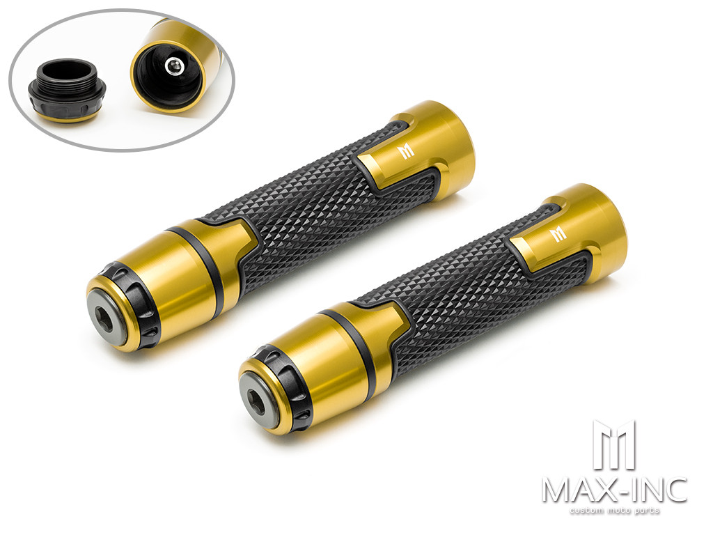 Sportz Gold Anodized CNC Machined Aluminum / Rubber Hand Grips + Bar Ends - 7/8" (22mm)