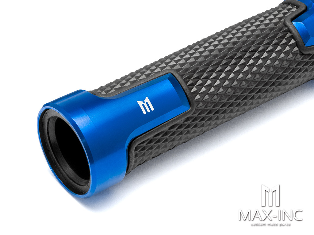 Sportz Blue Anodized CNC Machined Aluminum / Rubber Hand Grips + Bar Ends - 7/8" (22mm)