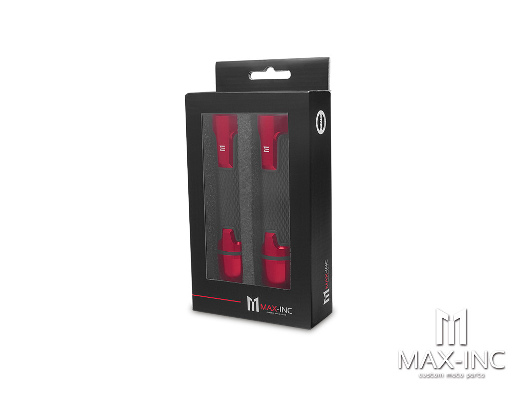 Sportz Red Anodized CNC Machined Aluminum / Rubber Hand Grips + Bar Ends - 7/8" (22mm)