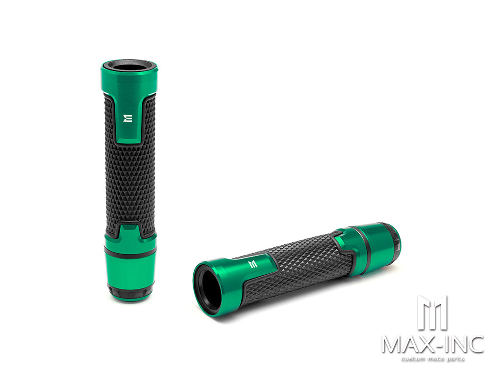 Sportz Green Anodized CNC Machined Aluminum / Rubber Hand Grips + Bar Ends - 7/8" (22mm)