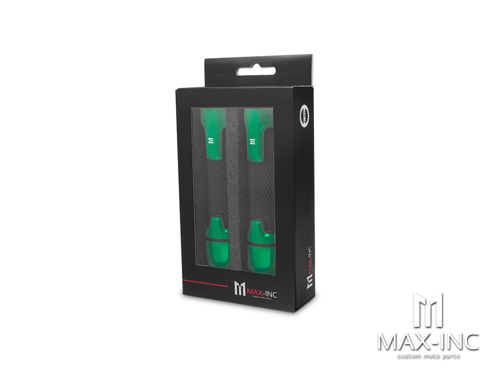 Sportz Green Anodized CNC Machined Aluminum / Rubber Hand Grips + Bar Ends - 7/8" (22mm)