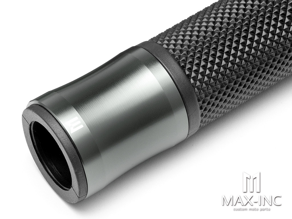Retro Gun Metal Grey Anodized CNC Machined Aluminum / Rubber Hand Grips - 7/8" (22mm)