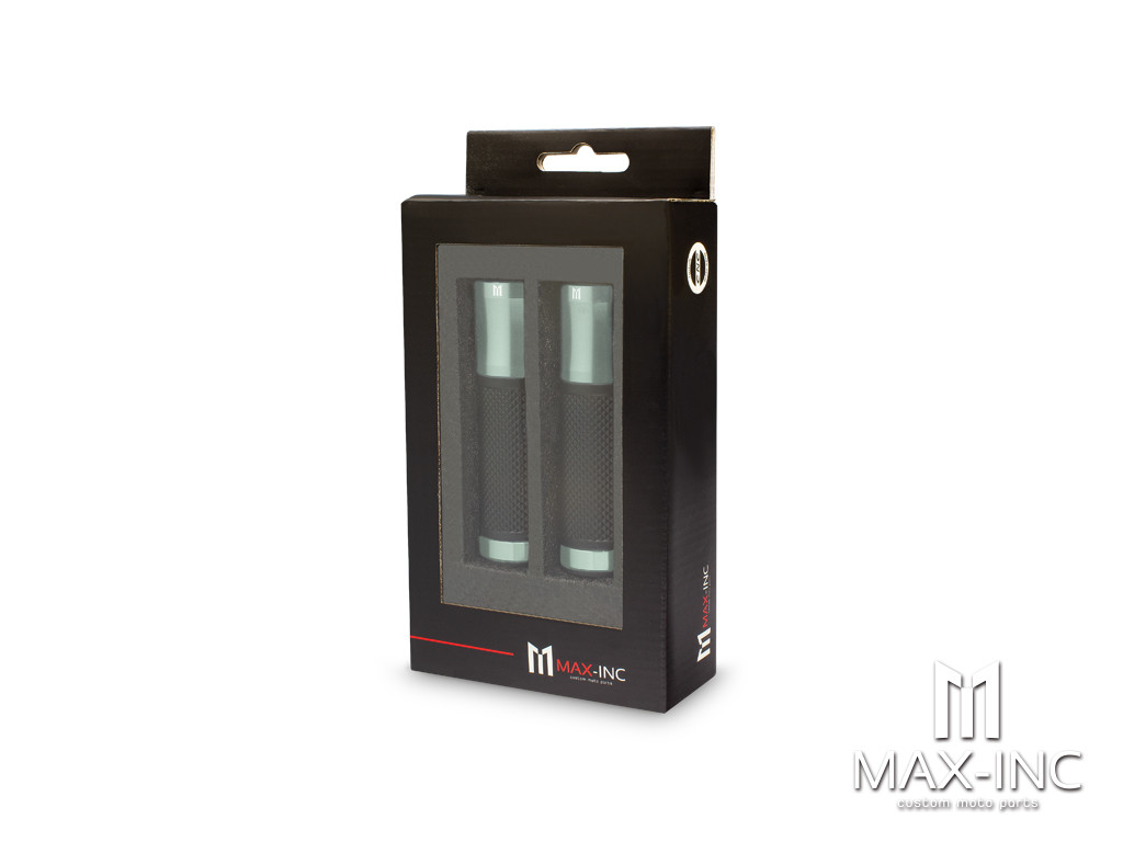 Retro Gun Metal Grey Anodized CNC Machined Aluminum / Rubber Hand Grips - 7/8" (22mm)