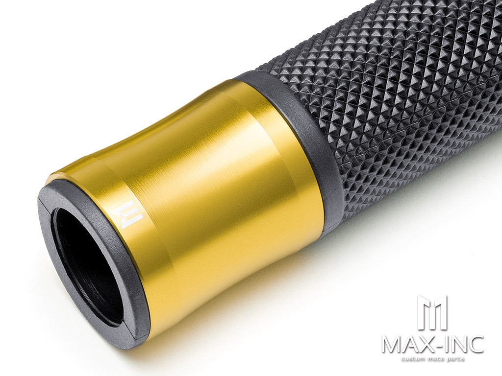 Retro Gold Anodized CNC Machined Aluminum / Rubber Hand Grips - 7/8" (22mm)