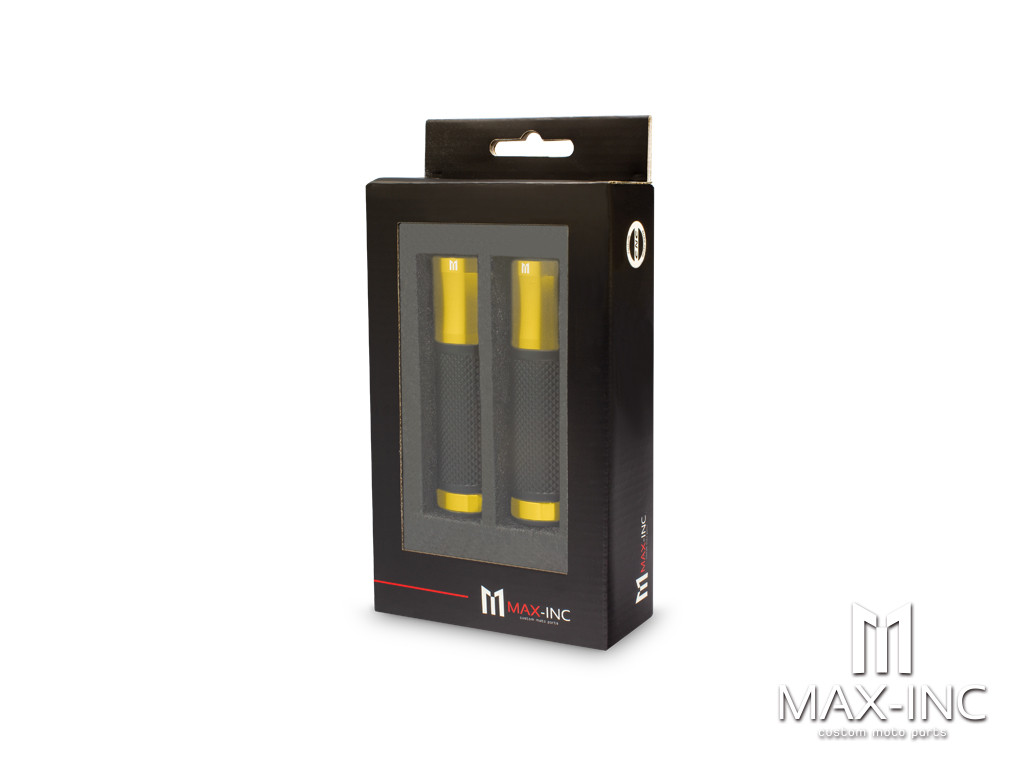 Retro Gold Anodized CNC Machined Aluminum / Rubber Hand Grips - 7/8" (22mm)