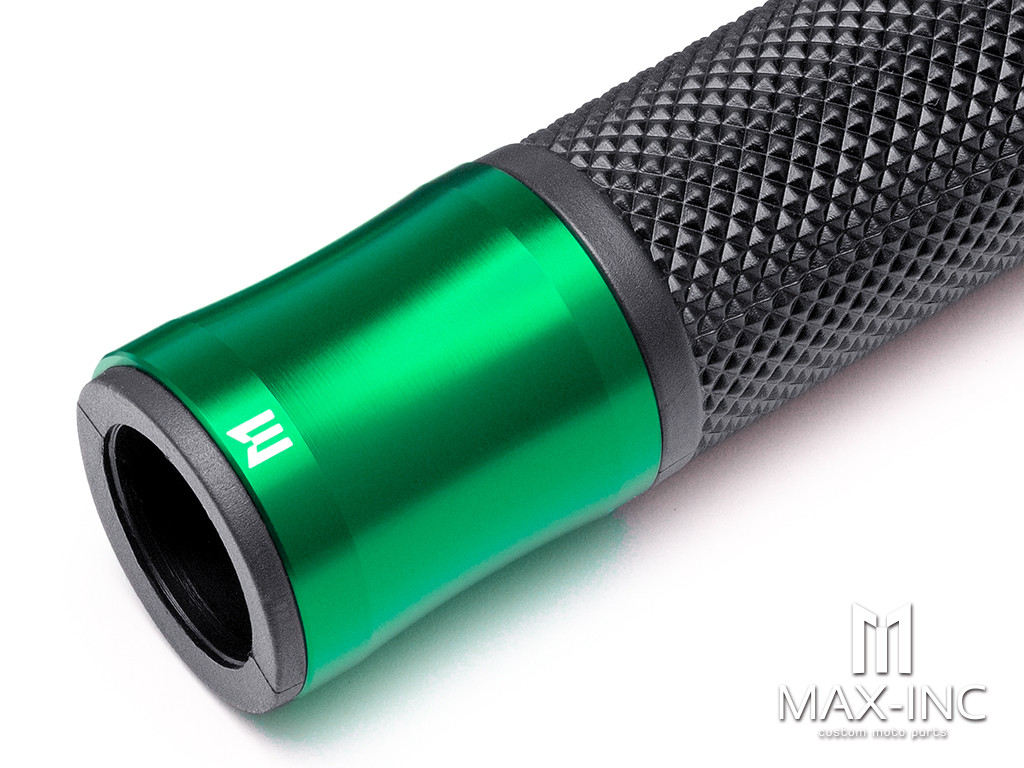 Retro Green Anodized CNC Machined Aluminum / Rubber Hand Grips - 7/8" (22mm)
