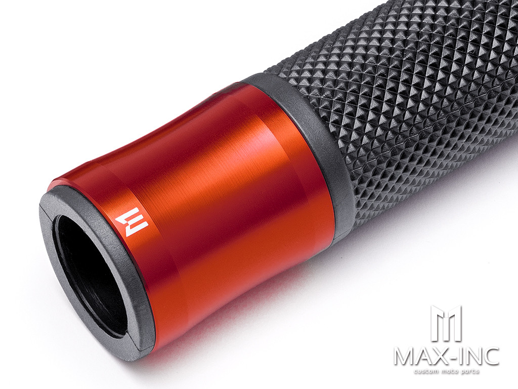 Retro Dark Orange Anodized CNC Machined Aluminum / Rubber Hand Grips - 7/8" (22mm)