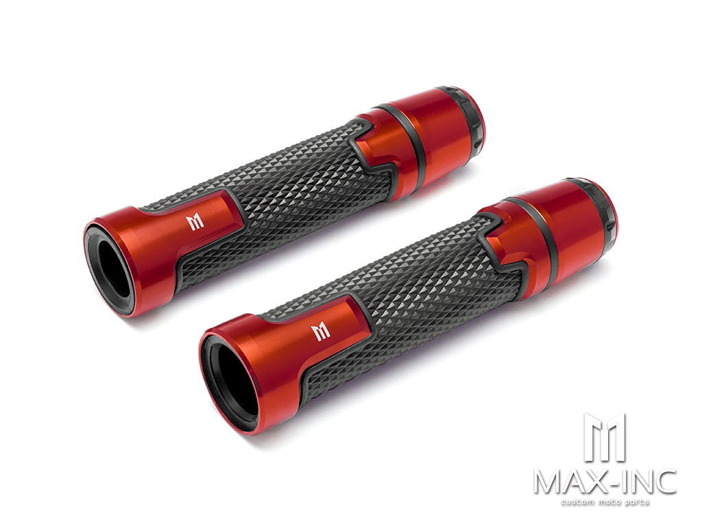 Sportz Dark Orange Anodized CNC Machined Aluminum / Rubber Hand Grips + Bar Ends - 7/8" (22mm)