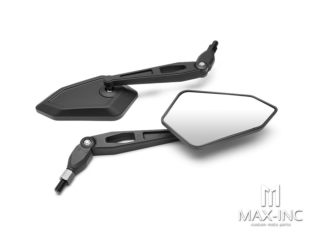 Universal Black High Quality Street Bike / Supermoto Wing Mirrors - Emarked