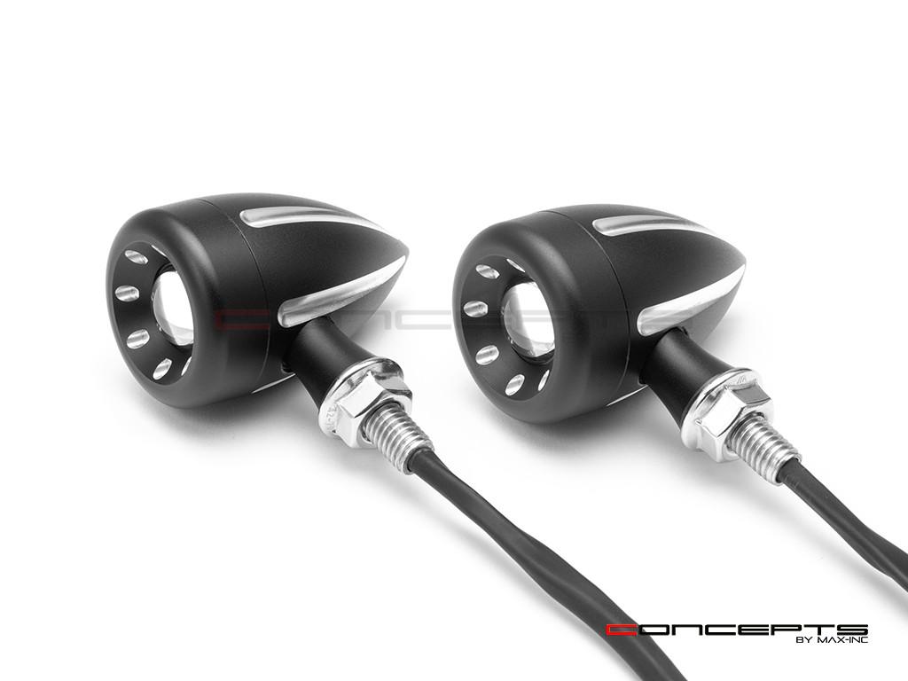 Cyclops Black + Contrast Cut CNC Machined Alum Integrated LED Stop / Tail Lights + Turn Signals