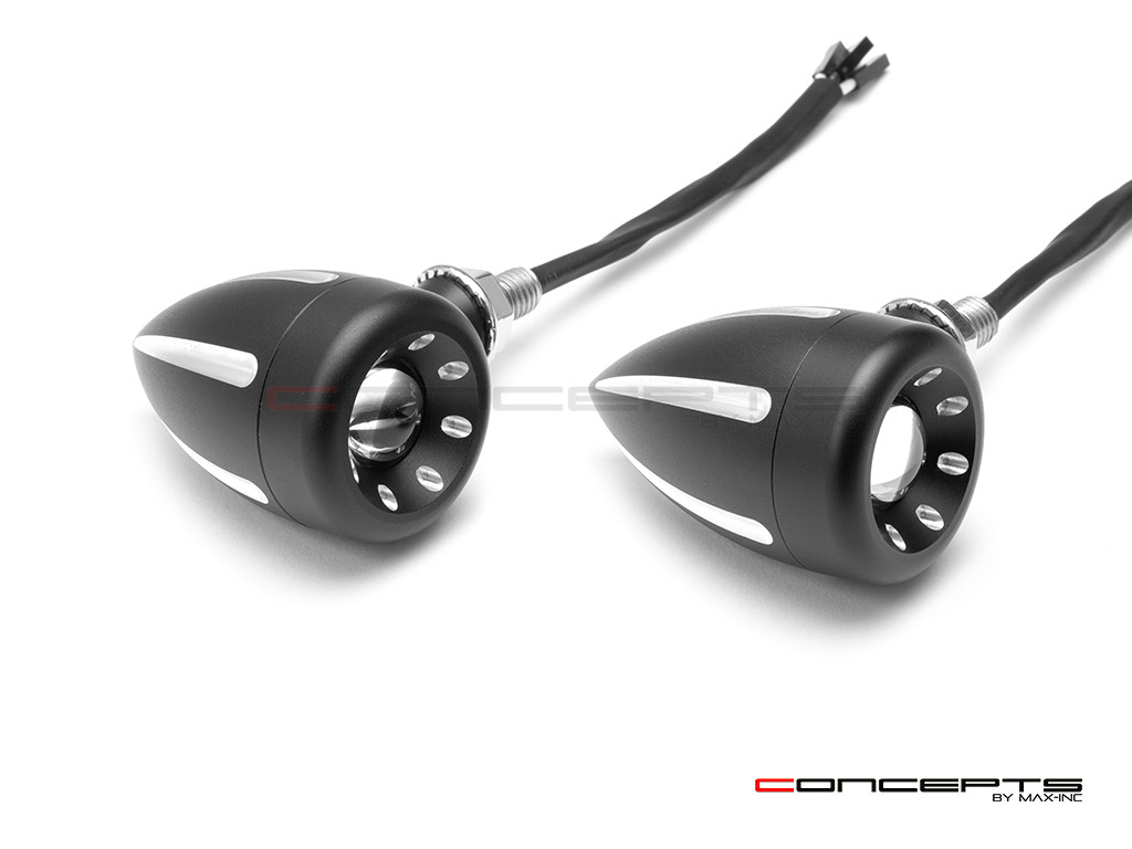 Cyclops Black + Contrast Cut CNC Machined Alum Integrated LED Stop / Tail Lights + Turn Signals