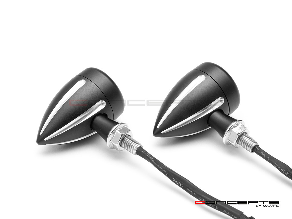 Cyclops Black + Contrast Cut CNC Machined Alum Integrated LED Stop / Tail Lights + Turn Signals