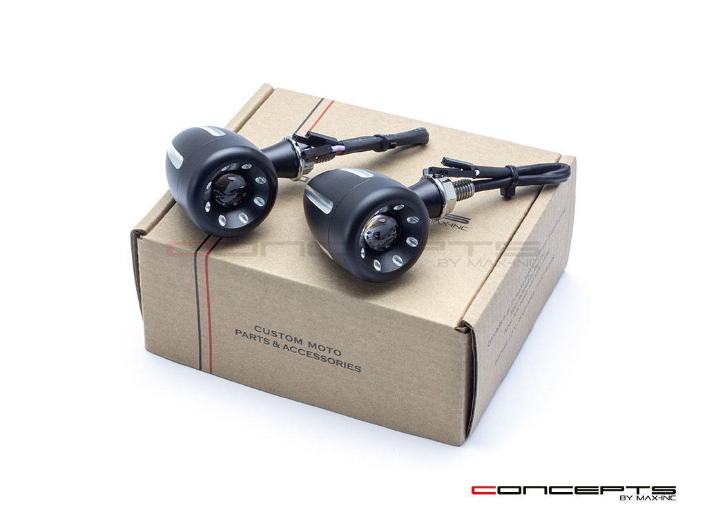 Cyclops Black + Contrast Cut CNC Machined Alum Integrated LED Stop / Tail Lights + Turn Signals