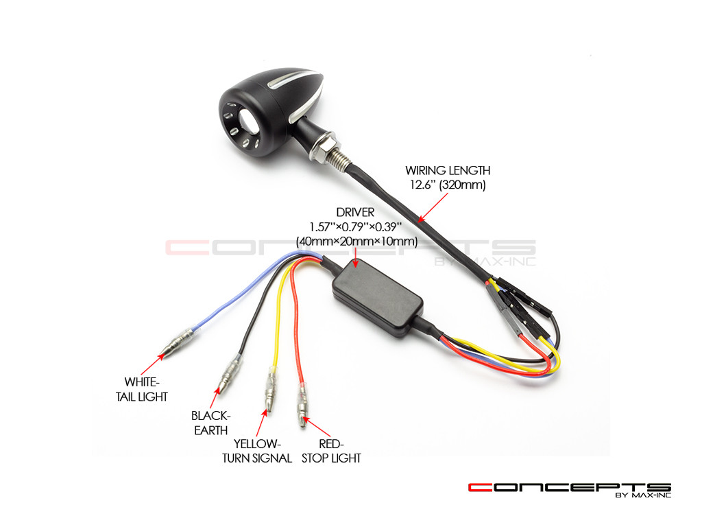 Cyclops Black + Contrast Cut CNC Machined Alum Integrated LED Stop / Tail Lights + Turn Signals