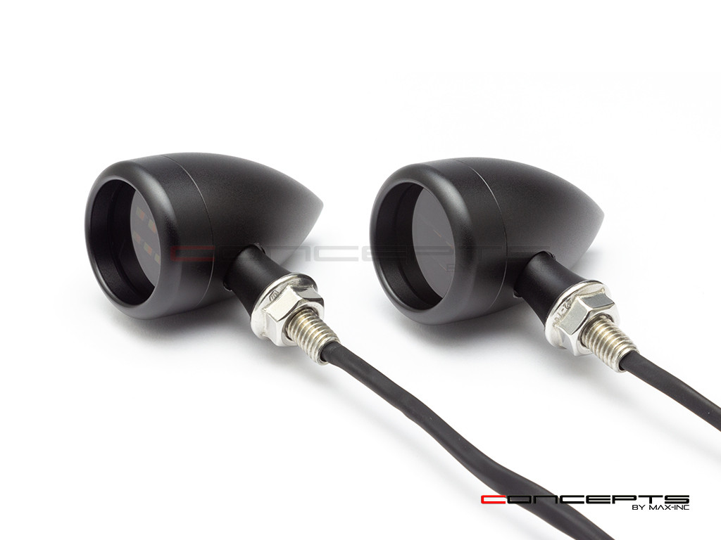 Truro Black CNC Machined Billet Alum Integrated LED Turn Signals + Daytime Running Lights