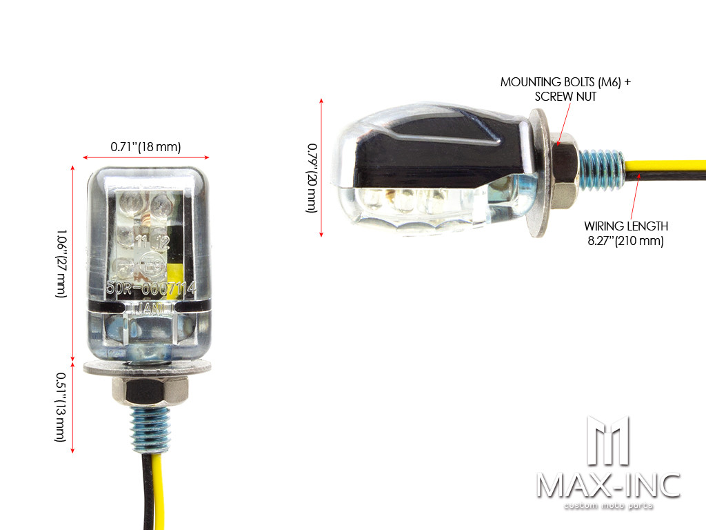 Chrome Tiny LED Turn Signals / Indicators - Small & Bright