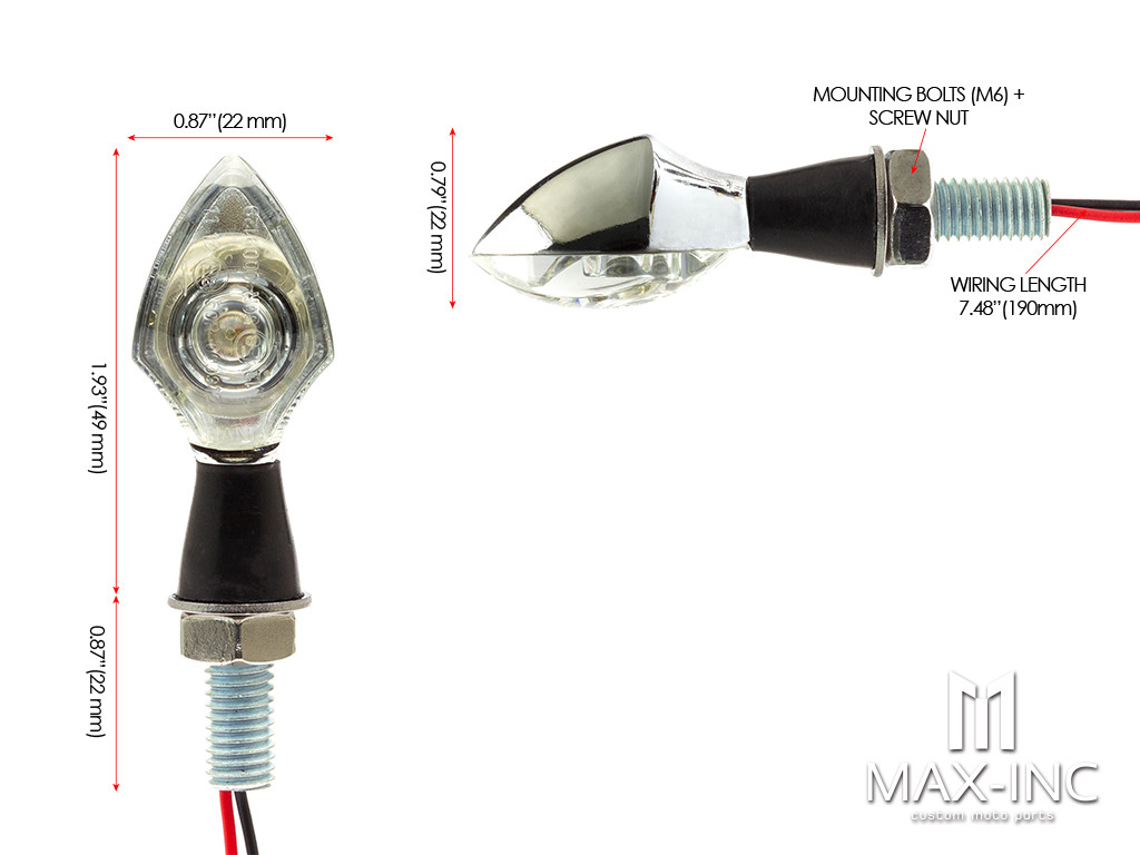 Chrome Alloy Micro Cyclops LED Turn Signals / Indicators - Small & Bright