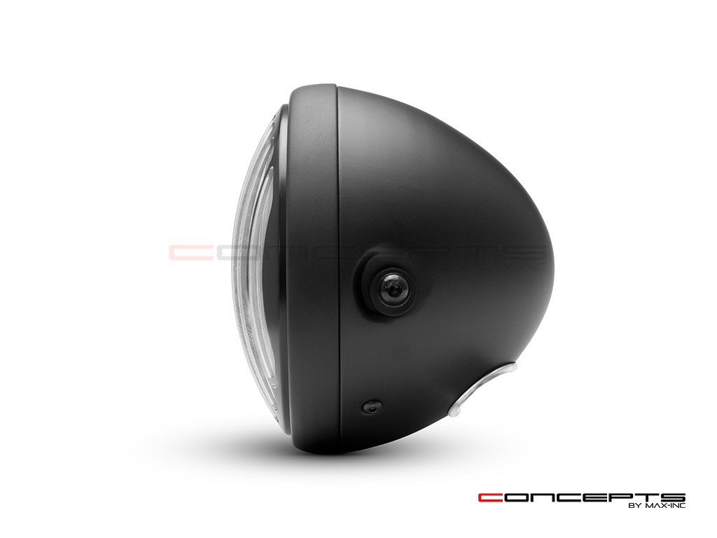 7.7" Matte Black Metal Headlight + Contrast Cut Vent Grill - 12v / H4 / 55w