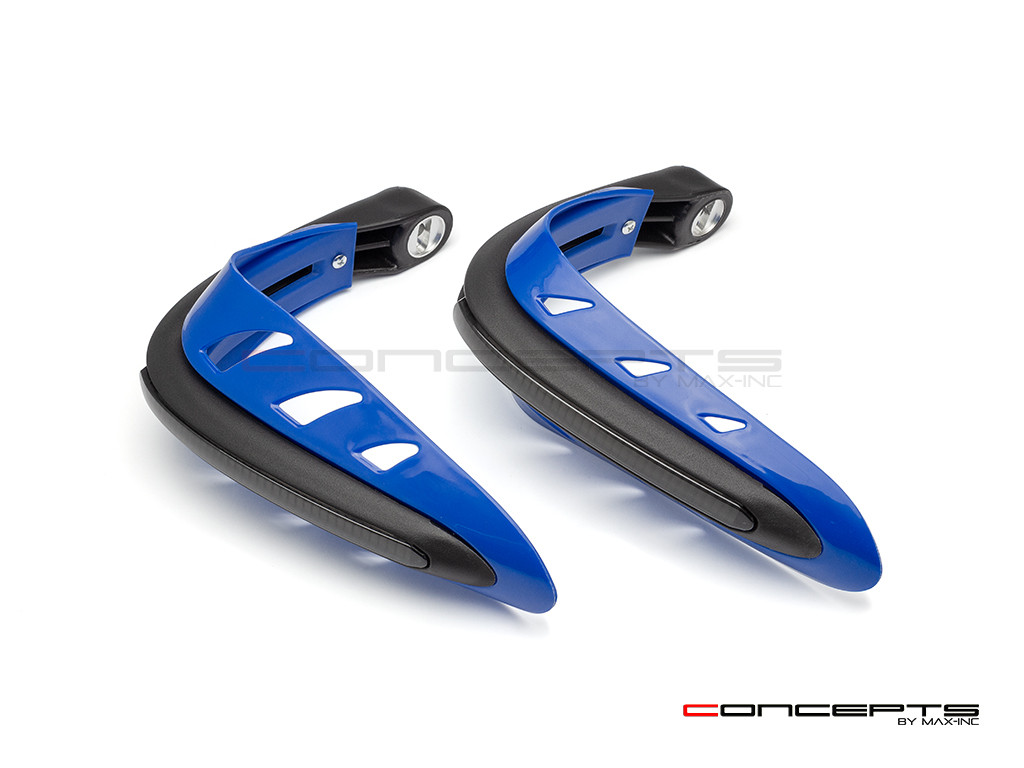 Blue Universal LED Handguards with Integrated Daytime Running Lights + Turn Signals - Cool White / Amber
