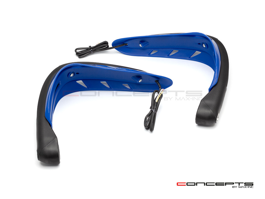 Blue Universal LED Handguards with Integrated Daytime Running Lights + Turn Signals - Cool White / Amber