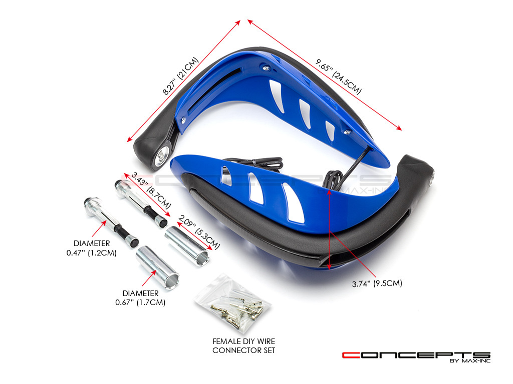 Blue Universal LED Handguards with Integrated Daytime Running Lights + Turn Signals - Cool White / Amber