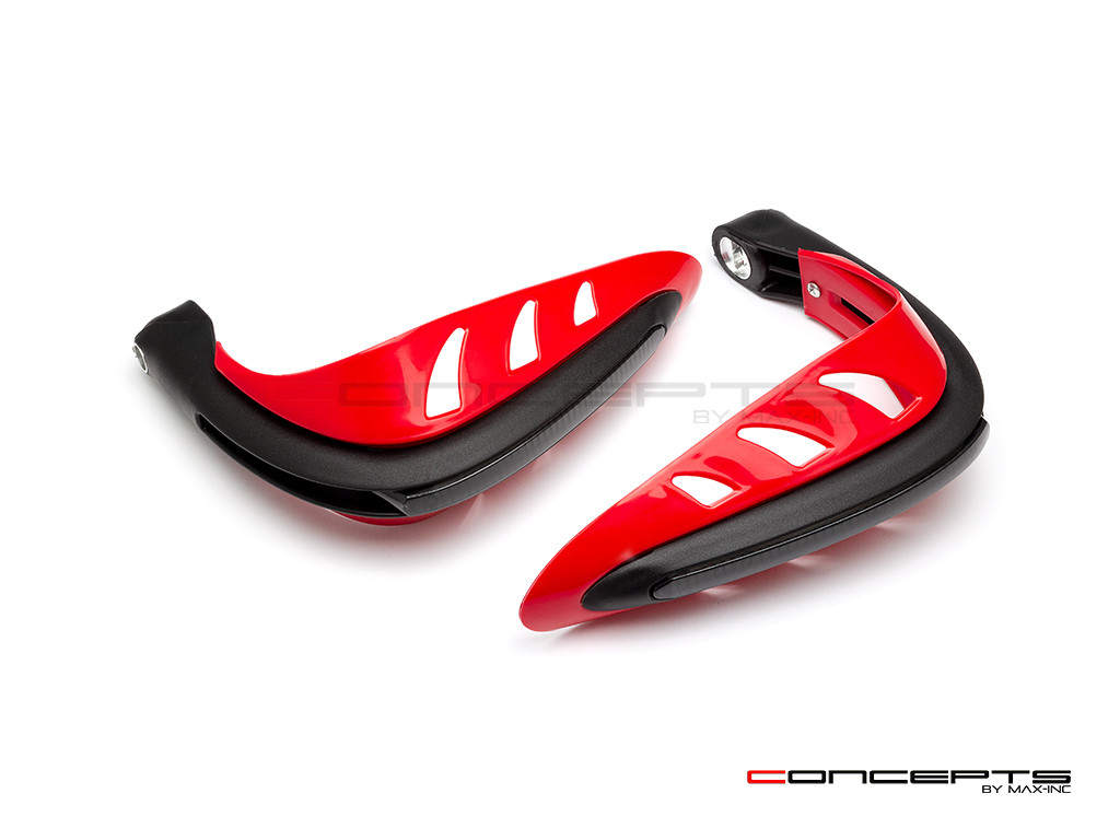 Red Universal LED Handguards with Integrated Daytime Running Lights + Turn Signals - Ice Blue / Amber